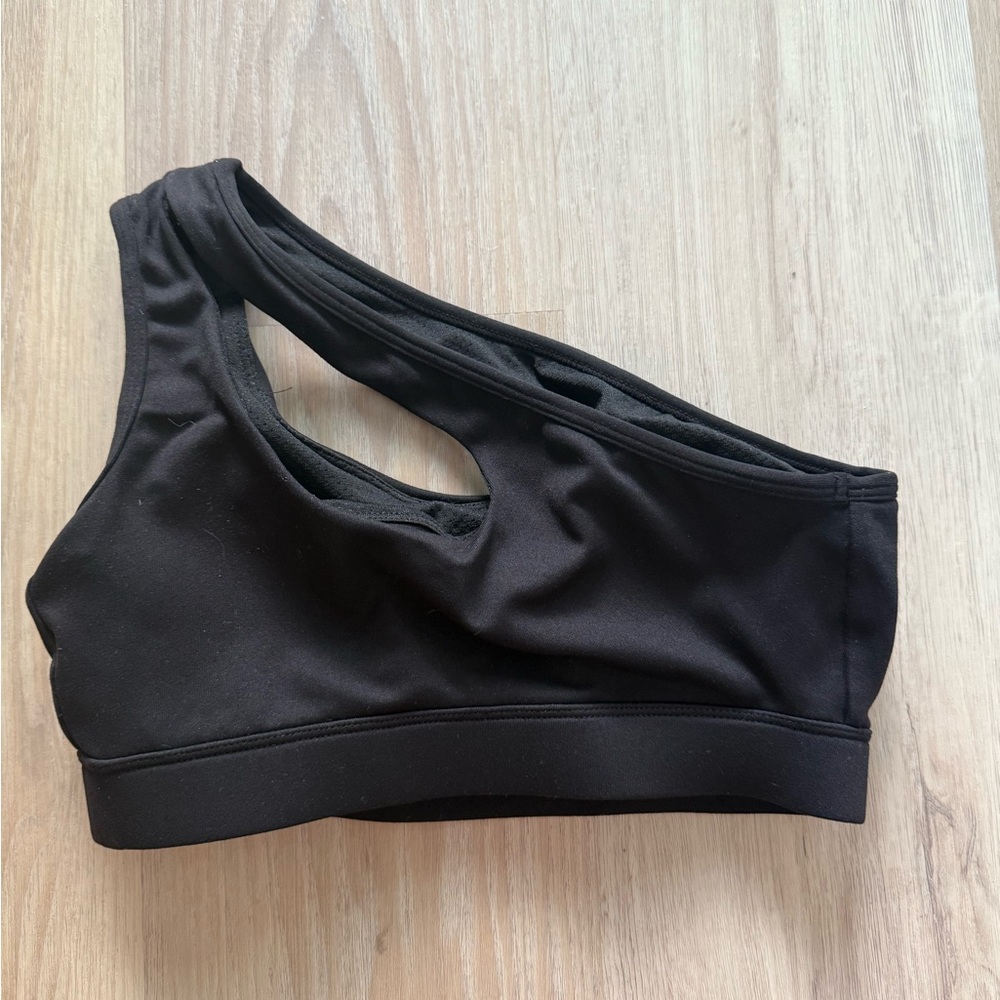 One-Shoulder Black Sports Bra XS - Picture 2 of 3